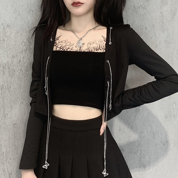Techwear Crop Top With Chains