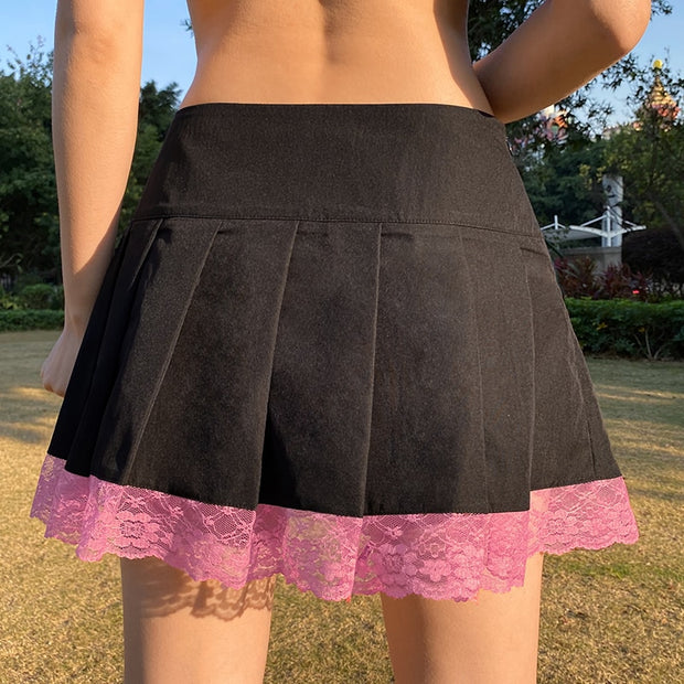 Black And Pink Mini Skirt