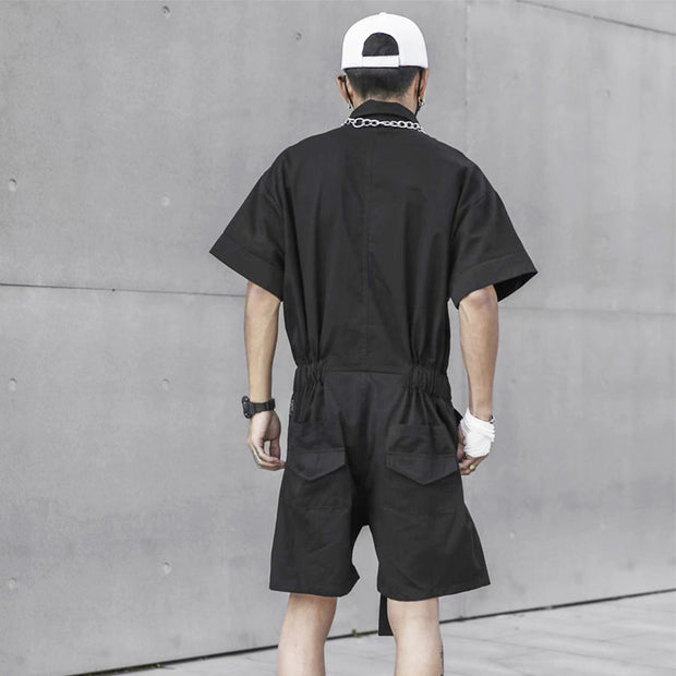 Techwear Button Up Jumpsuit Shorts