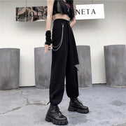 High Waisted Cargo Pants With Chain