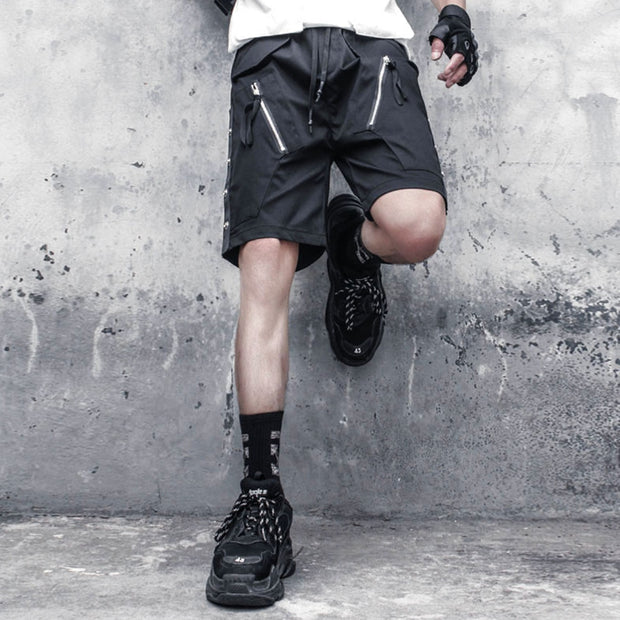 double zipper shorts black