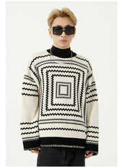square pattern sweater white