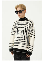 square pattern sweater white