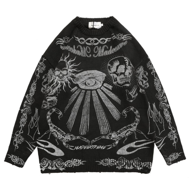 skull pattern sweater black